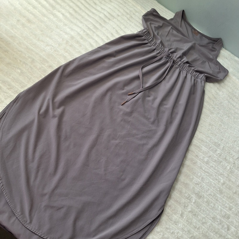 CALIA Sleeveless Tank Midi Dress Womens L Gray Drawstring Waist Athleisure Activ